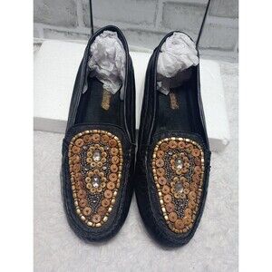 J. Renne’ Black Leather Loafers Size 10
